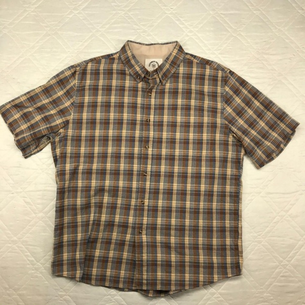 Customized Version designed by Dubinik brown plaid SS buton front shirt XL